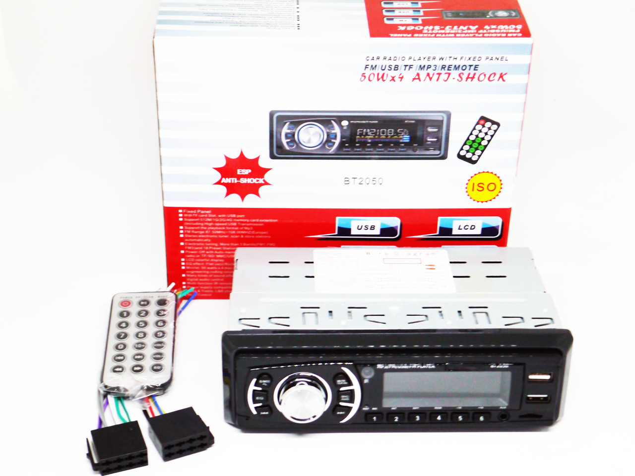 Автомагнітола 2050BT Bluetooth ISO FM, USB, SD, AUX