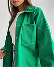 Жіноча джинсова сорочка вільного крою 112 (42-44, 46-48) кольори: зелений, молочний, малина, бежевий) СП, фото 2