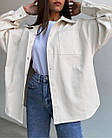 Жіноча джинсова сорочка вільного крою 112 (42-44, 46-48) кольори: зелений, молочний, малина, бежевий) СП, фото 3