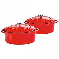 Набір з 2-х каструль для запікання за 280гр з емальованого чавуну червоного кольору Lodge