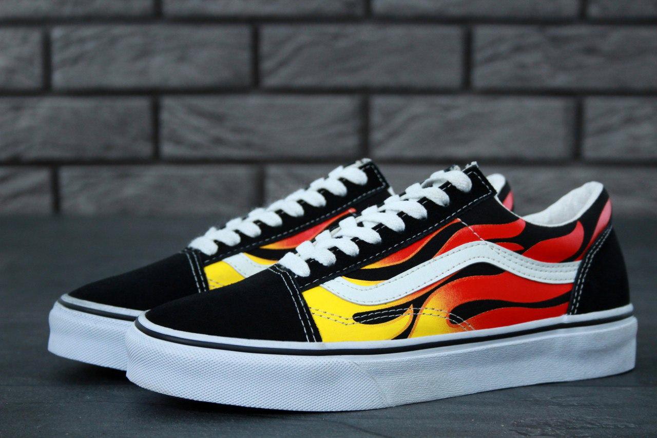 Кеды Vans Old Skool Flame Ванс Олд Скул огненные с принтом пламя мужские женские подростковые - фото 3 - id-p1474793532