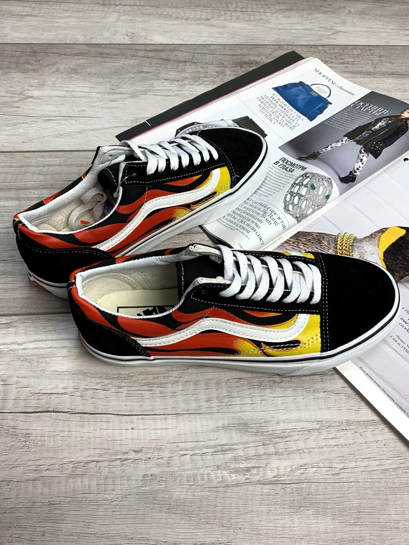 Кеды Vans Old Skool Flame Ванс Олд Скул огненные с принтом пламя мужские женские подростковые - фото 7 - id-p1474793532