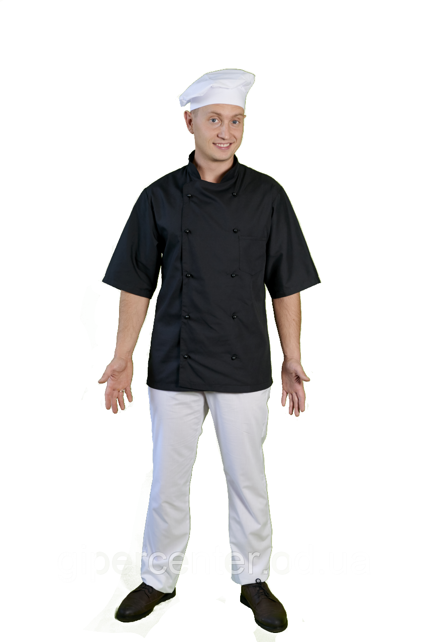 Куртка кухарська чоловіча літо ґудзик. XXL (чорна)