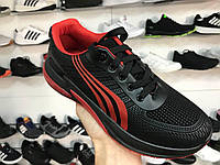 Подростковые кроссовки чёрные с красным Fashion Air