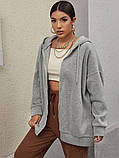 Тепла жіноча толстовка з капюшоном і блискавкою, фото 2