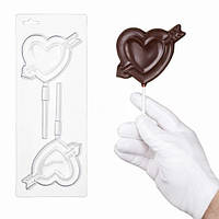 Пластиковая форма для шоколада "Сердце на палочке" арт. ВВВК02062072001
