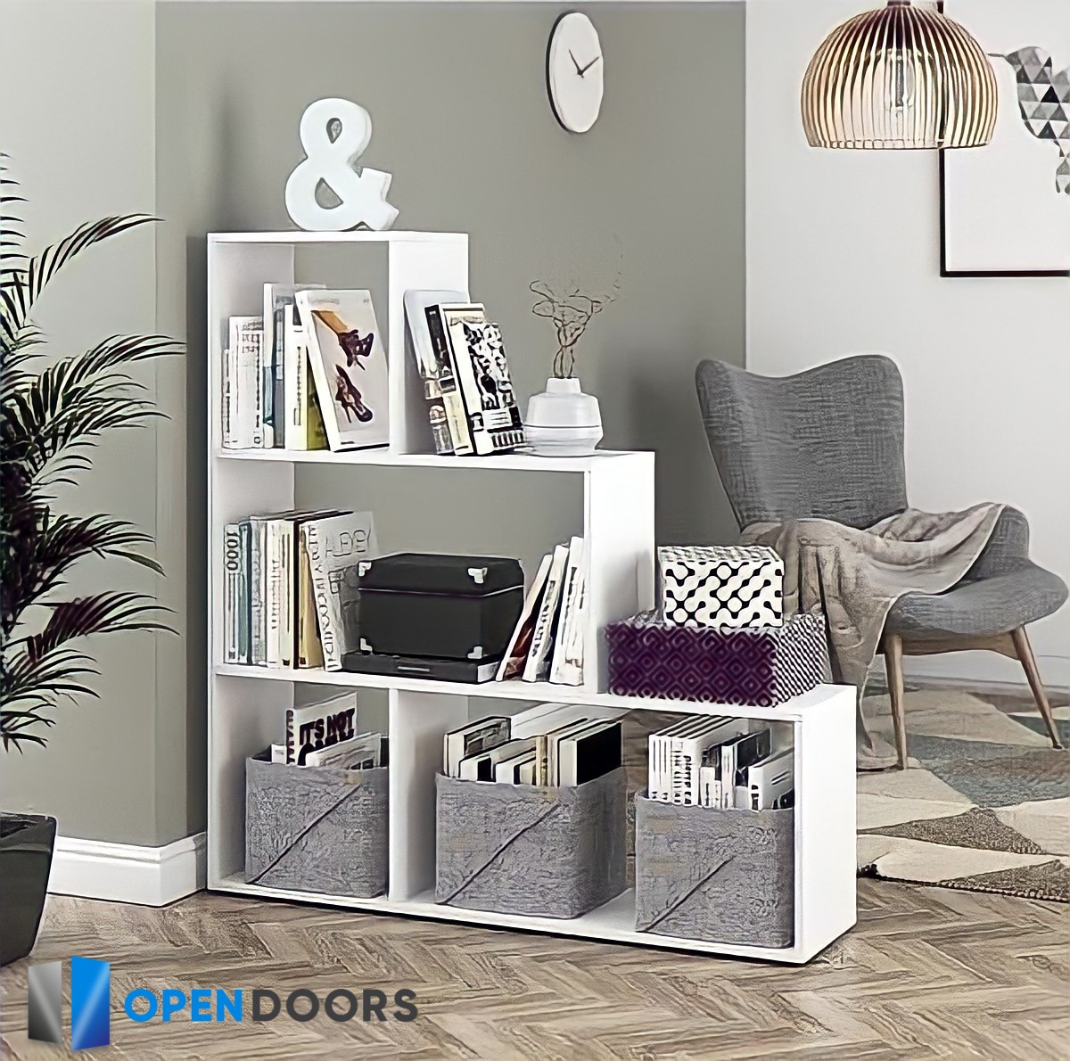 Стелаж драбинка для квітів Полиця перегородка для книг та іграшок Роздільник кімнати на 4 комірки Opendoors, фото 1