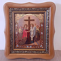 Ікона Воздвиження Хреста Господнього, лик 15х18 см, в світлому дерев'яному кіоті