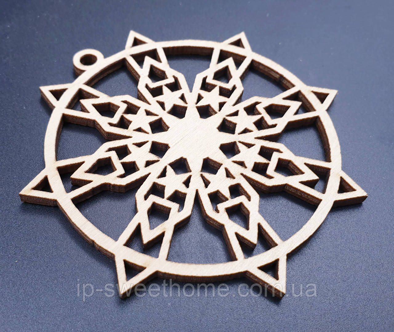 Підвіска дерев'яна (сніжинка) 12 заготівля для декору | під фарбування | для декупажу