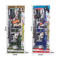 Набір з зброєю CH625AB (24шт) автомат24см,пистолет20см,дубинка,зв,св,2в,бат-таб,на аркуші,24-67-5см