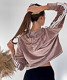 Велюрова толстовка з лампасами жіноча, фото 4