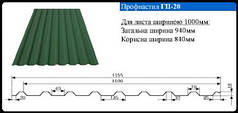 Профнактил покрівельний ГП 20 • 0,45 мм • РЕ •