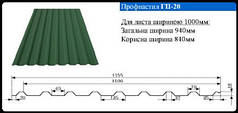 Профнастил покрівельний ГП 20 • 0,45 мм • РЕ •