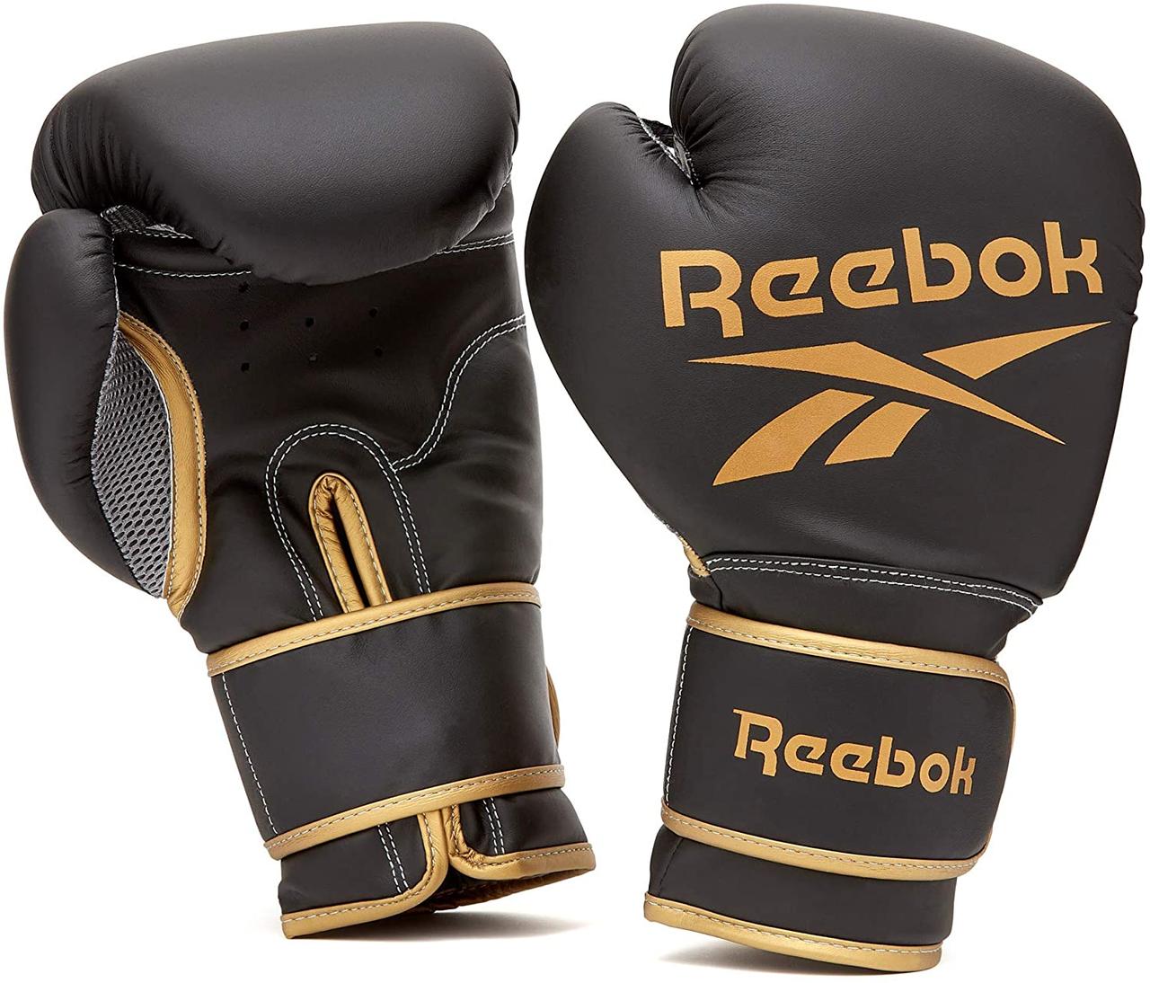 Боксерські рукавички Reebok Retail Boxing Gloves (RSCB-12010GB) Black/Gold 12, фото 1