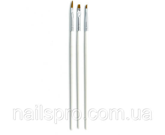 Набір кистей для манікюру 3 шт пелюстка + скошена + плоска