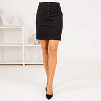 Трикотажная приталенная короткая женская юбка с карманами и пуговицами размеры 40-48