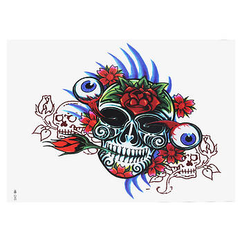 Тимчасова тату Color flower skull (HB-245, 21x15 см)