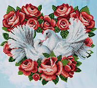 Набор для вышивки бисером "Вечная любовь " голубь, розы, свадьба, влюбленная пара,частичная выкладка, 32х30 см
