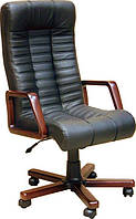 Кресло офисное Атлантис экстра орех механизм Tilt кожзаменитель Неаполь N-17 (AMF-ТМ) Tilt, колір дерева вишня, шкірозамінник Неаполь N-20