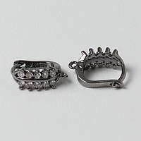 Швензи англійський замок, ювелірний сплав, стрази, колір: чорний, розмір: 15х5х12мм (2 шт.)