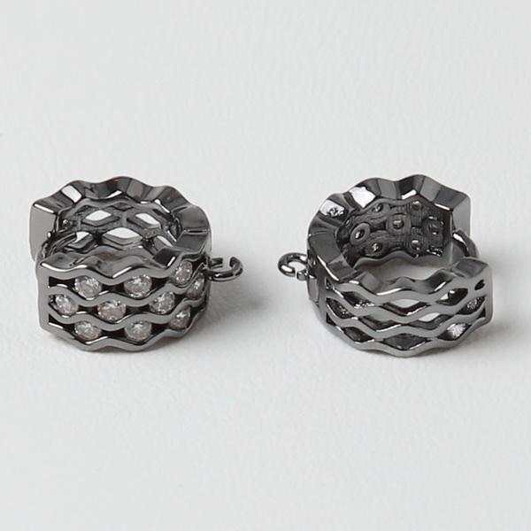 Швензи замок конго, ювелірний сплав, стрази, колір: чорний, розмір: 14х7х13мм (2 шт.), фото 1