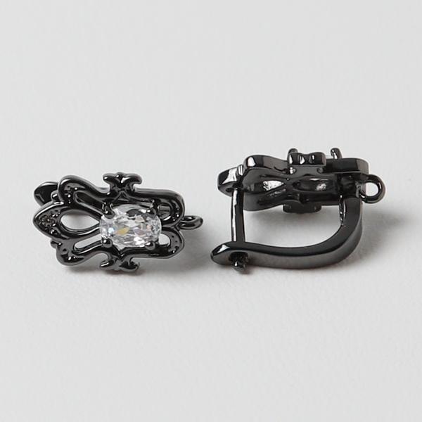 Швензи англійський замок, ювелірний сплав, стрази, колір: чорний, розмір: 16х8х12мм (2 шт.), фото 1