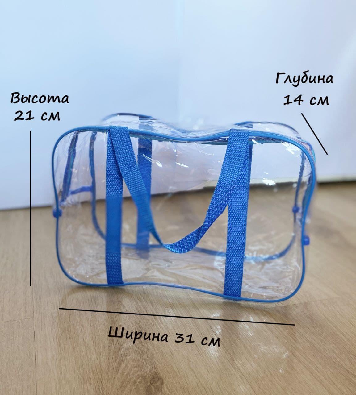 Набор вместительных, прочных и прозрачных сумок в роддом голубого цвета - фото 2 - id-p1472069450