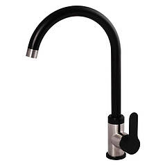 Змішувач для кухні з неіржавкої сталі чорний ZERIX LR74105B