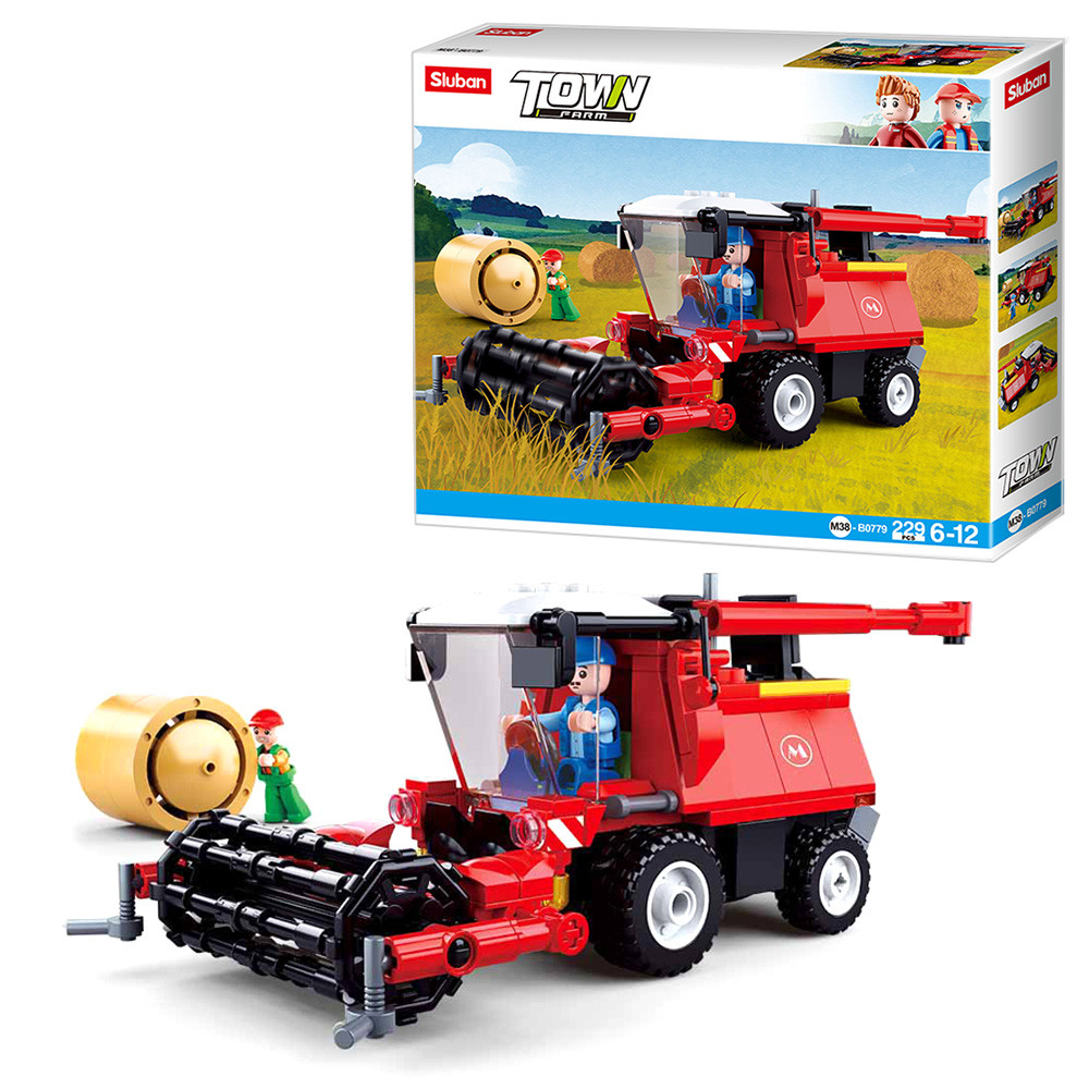 Конструктор SLUBAN M38-B0779 (32шт) комбайн 18см, фігурки, 229дет, в кор-ці, 28,5-24-5,5см, фото 1