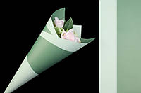 Бумага-калька для букетов двухсторонняя (зеленый + серо-зеленый), 58*58 см, 20 листов