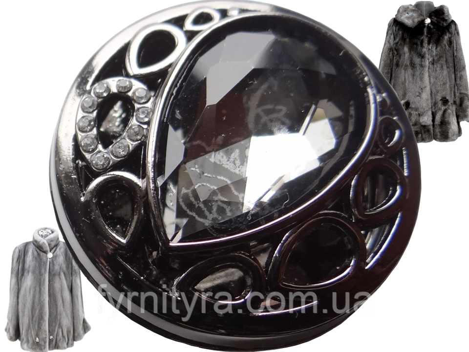Шубний ґудзик 38mm, black, No034, фото 1