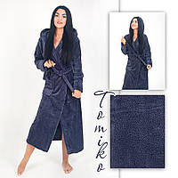Халат жіночий махровий із капюшоном довгий графіт