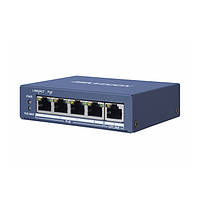 Комутатор POE Hikvision 48V DS-3E0505P-E 4 порти POE + 1 порт Ethernet (Uplink) 10/100/1000 Мбіт/сек, БП