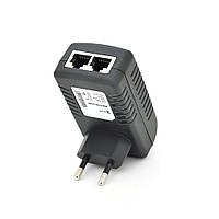 POE инжектор RITAR RT-PIN-12/12EU, 12V 1A (12Вт) с портами Ethernet 10/100/1000Мбит/с, EU PLUG