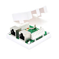 Розетка RITAR FTP 8P8C RJ45 2 порт Cat-6, накладна біла Q500
