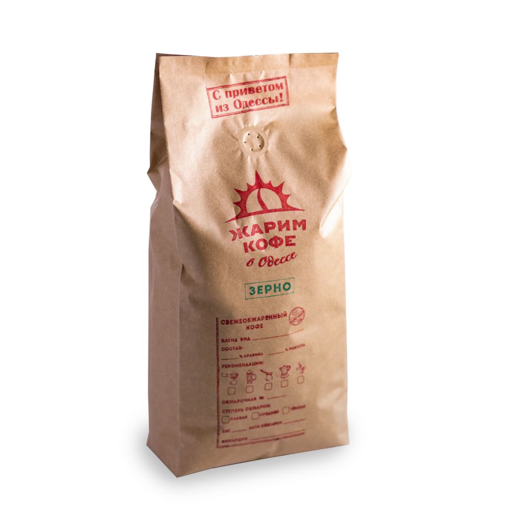 Свіжообсмажена кава арабіка бленд Tento Blend 3X Arabica 100% крафт пакет 500 г.