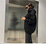 Тепла жіноча толстовка OVERSIZE на флісі з капюшоном, фото 3