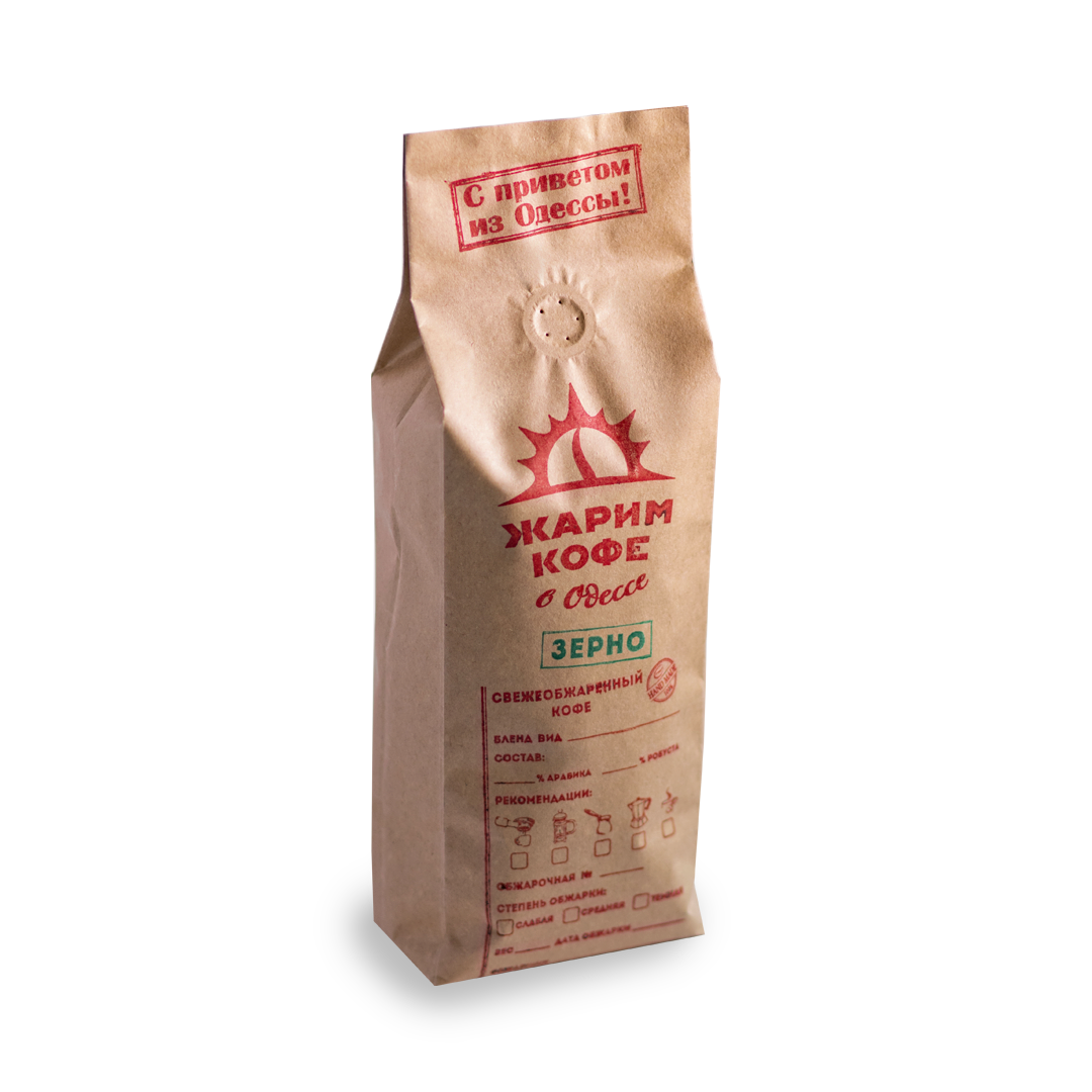 Свіжообсмажена кава арабіка бленд Tento Blend 3X Arabica 100% крафт пакет 1 кг.