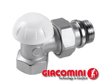 Кран радіаторний кутовий Giacomini 1" нижній
