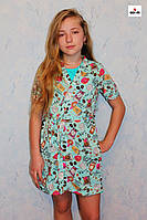 Комплект для дівчаток нічний і халат трикотажний літній м'ята 36-42р.