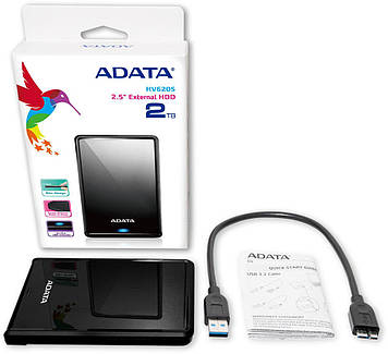 Зовнішній жорсткий диск PHD External 2.5" ADATA USB 3.2 Gen. 1 DashDrive Classic HV620S 2TB Slim Black