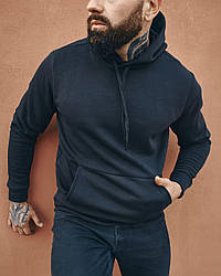 Кофта чоловіча зимова as тепла на байці чорна худі тринитка на флісі толстовка кенгуру з капюшоном