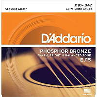 Струни для акустичної гітари D'ADDARIO EJ15 PHOSPHOR BRONZE EXTRA LIGHT (10-47)