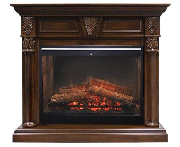 Класичний каминокомплект Fireplace Рубенс Темний горіх ефект живого вогню зі звуком і обігрівом