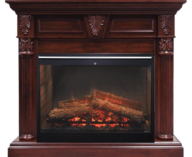 Класичний каминокомплект Fireplace Рубенс Темна вишня ефект живого вогню зі звуком і обігрівом