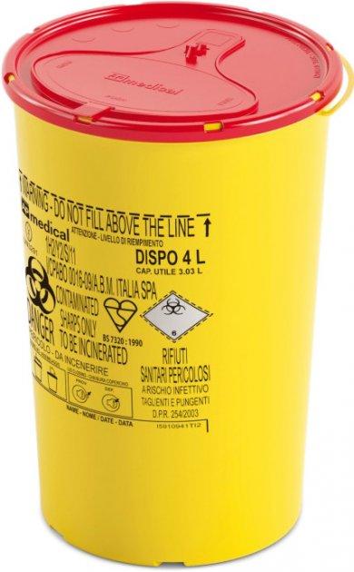 DISPO Контейнер для збору голок і мед. відходів ємність 4 л. (з PP, круглий) (б/н)