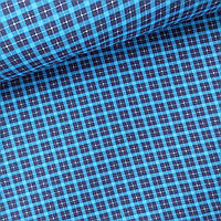 Тканина байка для сорочок клітина блакитна, ширина 150 см