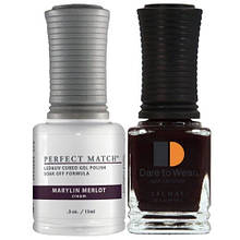 Набір (лак + гель-лак) Lechat Perfect Match 04 Marilyn Merlot — темно-сливовий, матовий, 15 мл