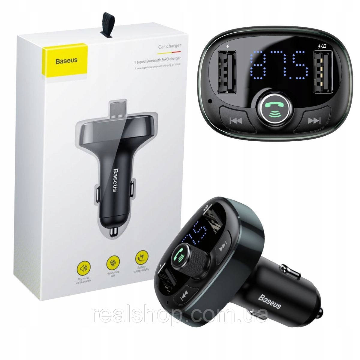 FM модулятор Baseus (FM,BT,MP3) Standart Edition (Black) CCALL-TM0A