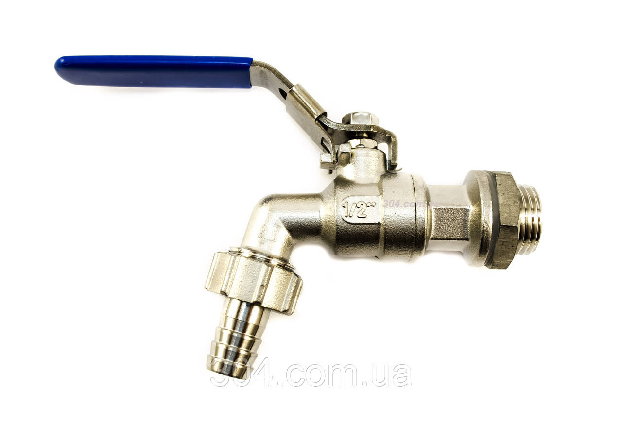 Кульовий кран врізний нержавіючий повнопрохідний Ду 15 (1/2 дюйма) AISI 304, фото 1